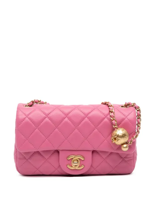 CHANEL Pre-Owned 2019 Mini Rectangular Classic Lambskin Pearl Crush Single Flap crossbody bag