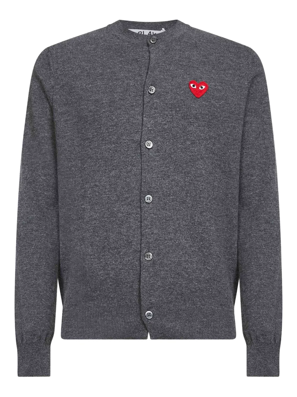 Comme Des Garçons Play button heart-logo cardigan | Grey | Image 1