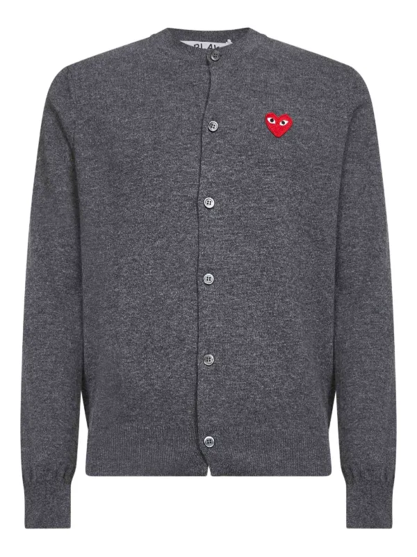 CDG PLAYハートロゴ グレーカーディガンM メンズ Comme Des Garçons Play ハートロゴ カーディガン | グレー | FARFETCH JP
