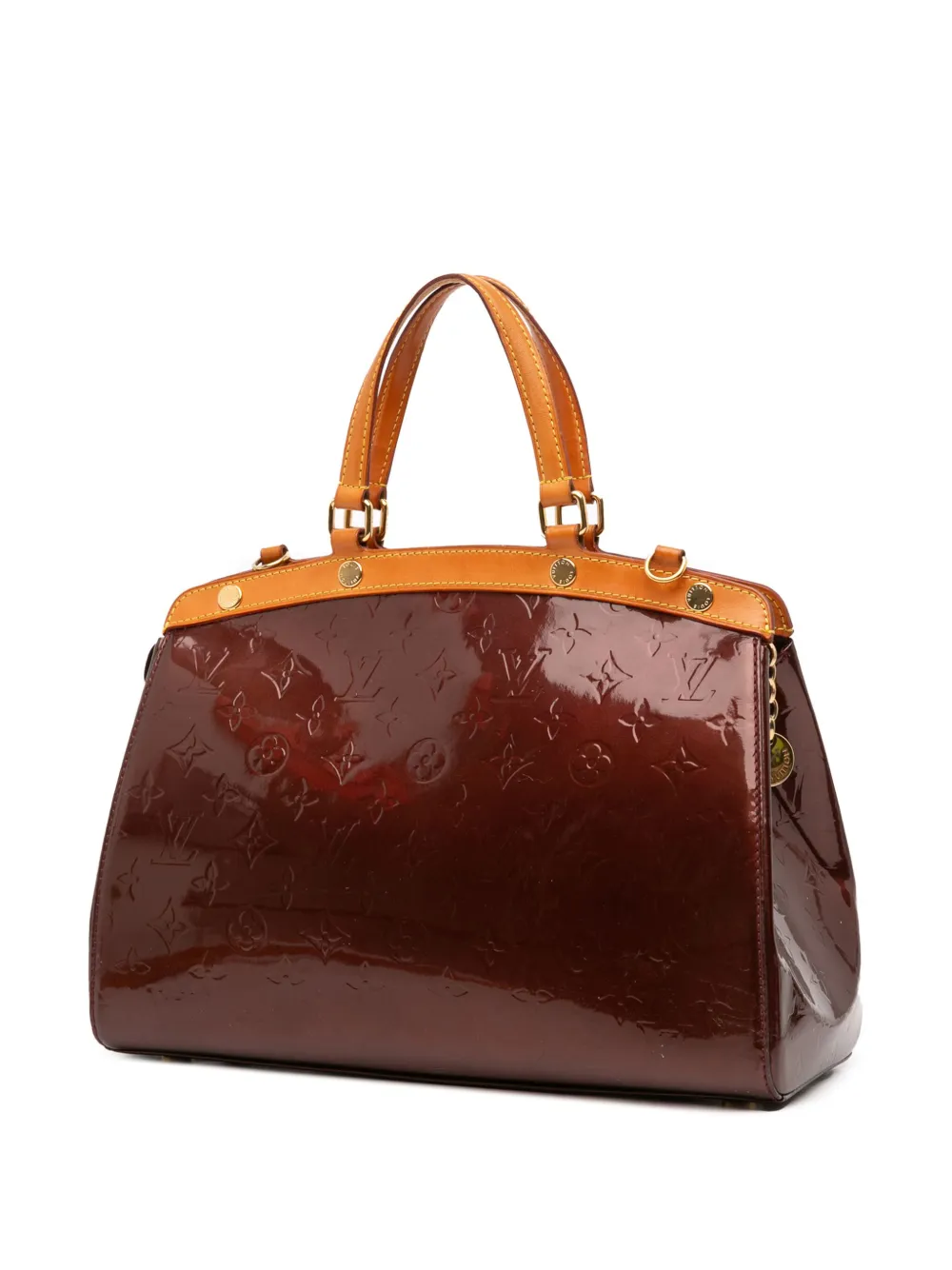 Pre-owned Louis Vuitton 2012 Monogram Vernis Brea Mm Satchel In Red