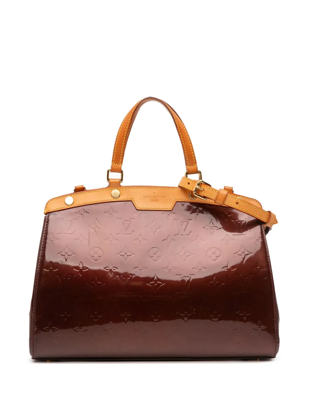 Pre-owned Louis Vuitton 2012 Monogram Vernis Brea Mm Satchel In Red