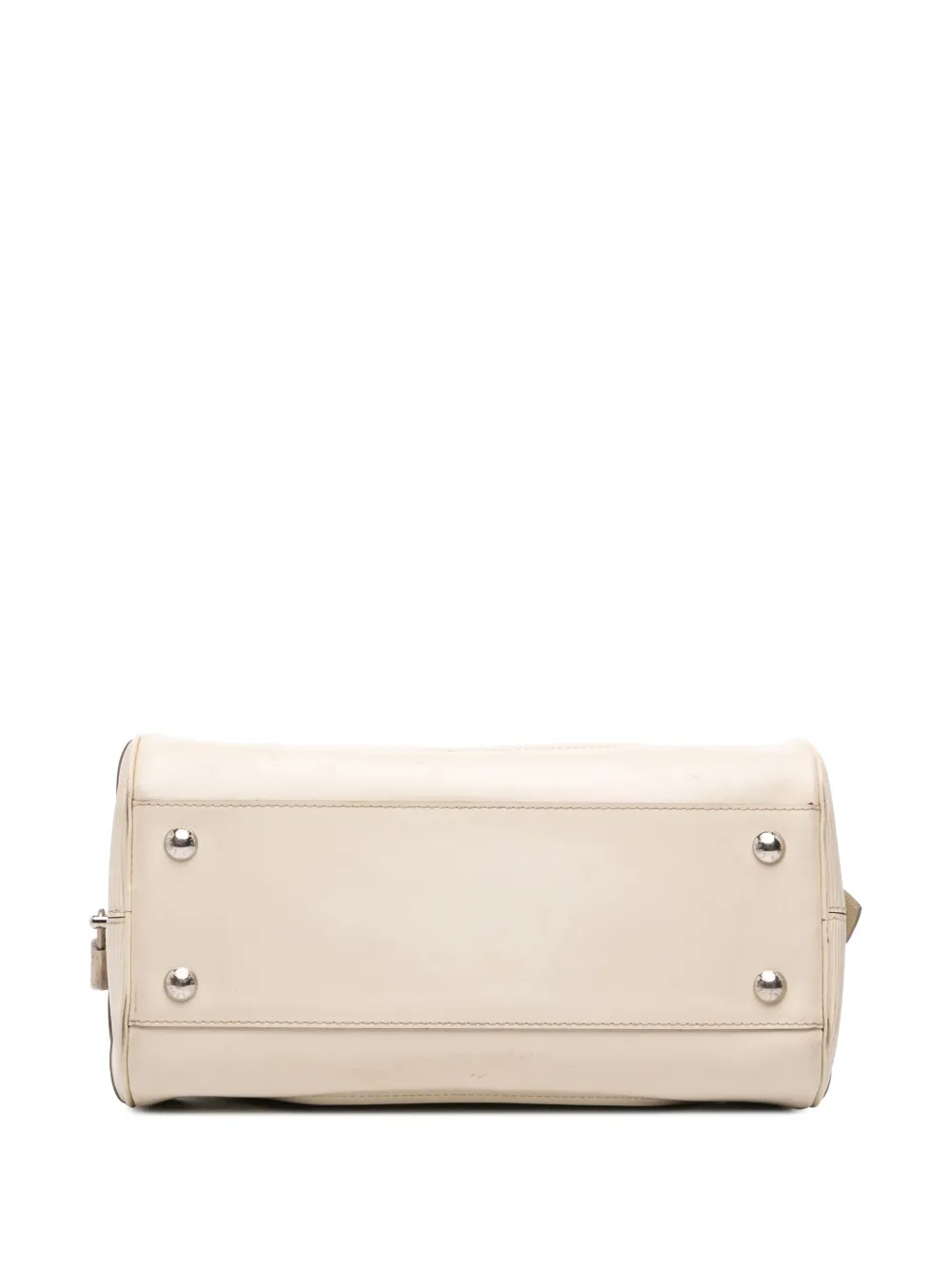 Pre-owned Louis Vuitton 2008 Epi Bowling Montaigne Pm Handbag In White