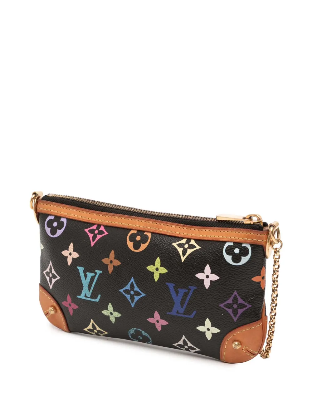 Pre-owned Louis Vuitton 2000-2025 Monogram Multicolore Milla Pochette Mm Shoulder Bag In Black