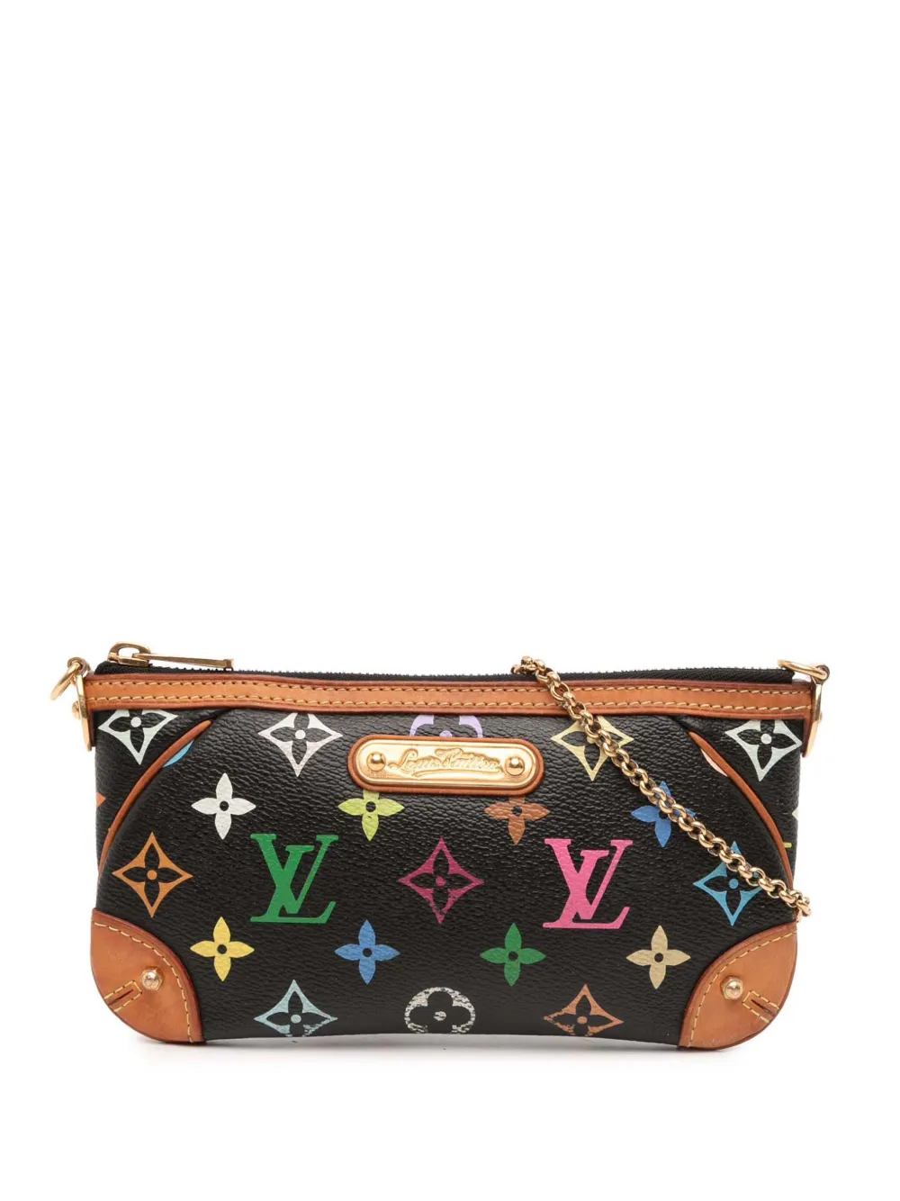 Pre-owned Louis Vuitton 2000-2025 Monogram Multicolore Milla Pochette Mm Shoulder Bag In Black
