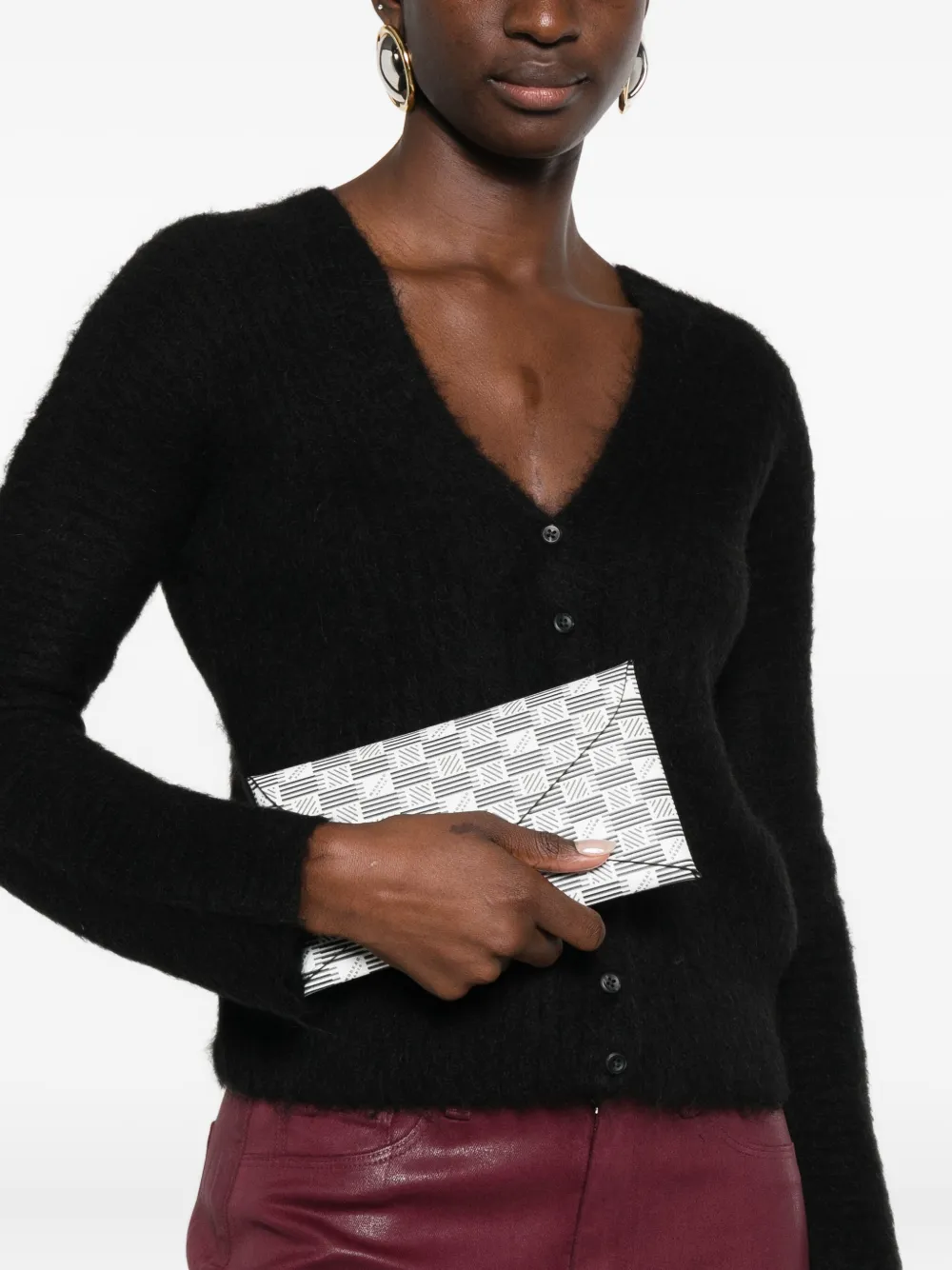 Moreau geometric-pattern clutch bag - Wit