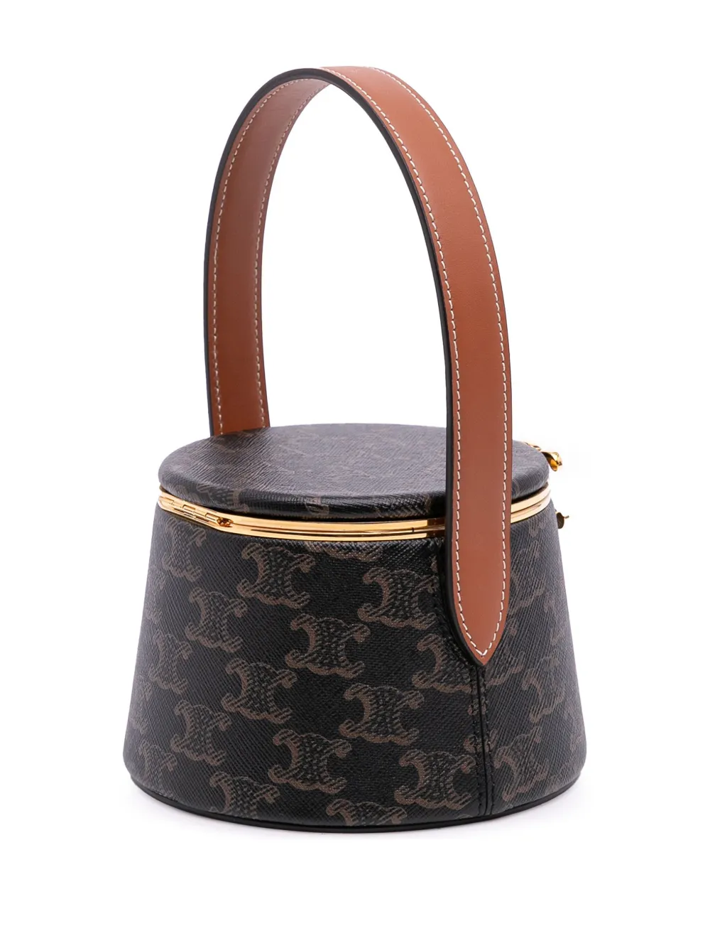 Pre-owned Celine 2023 Triomphe Coated Canvas Triomphe Nina Minaudiere Bag Handbag In Brown