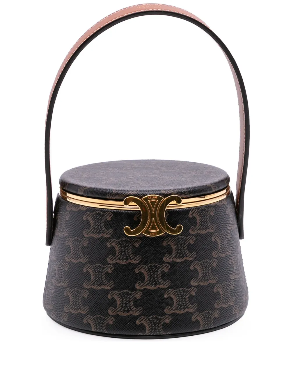 Pre-owned Celine 2023 Triomphe Coated Canvas Triomphe Nina Minaudiere Bag Handbag In Brown