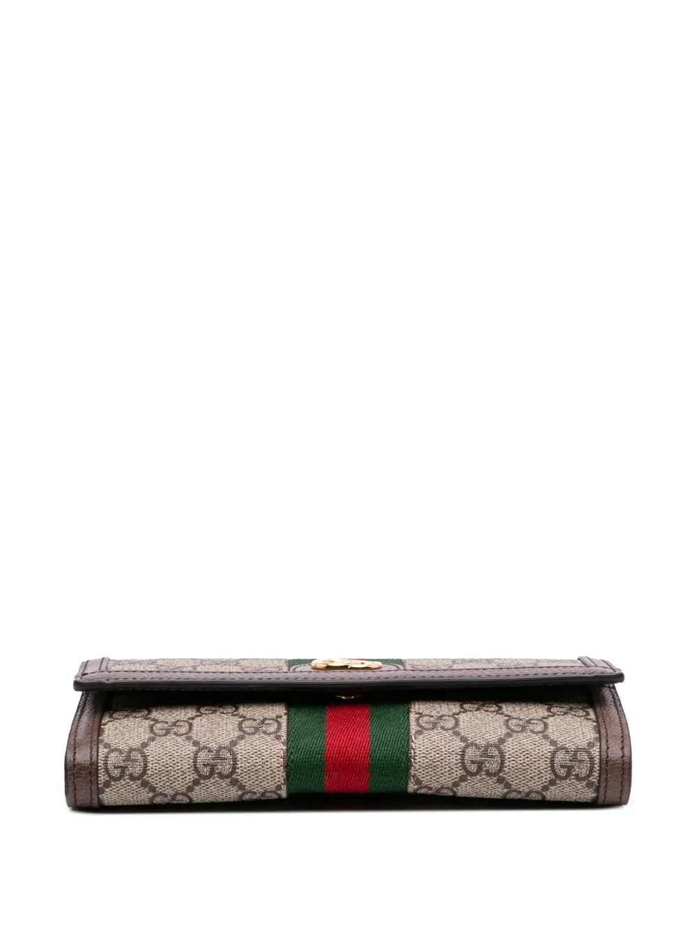 Pre-owned Gucci 2016-2025 Gg Supreme Web Ophidia Continental Wallet Long Wallets In Brown