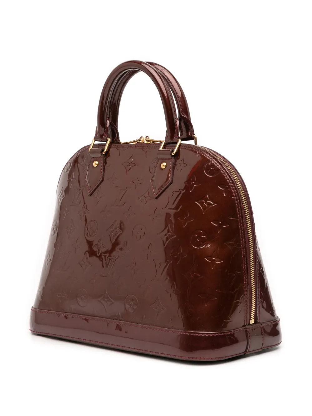 Pre-owned Louis Vuitton 2012 Monogram Vernis Alma Pm Handbag In Red