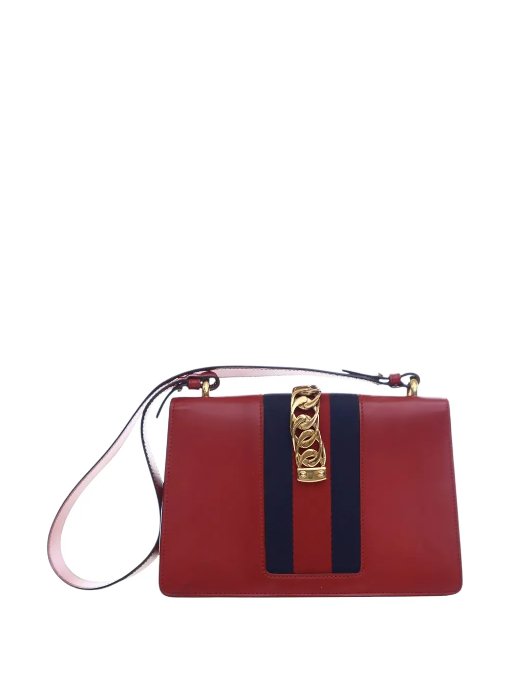 Pre-owned Gucci 2000-2015 Small Leather Sylvie Web Satchel In Red