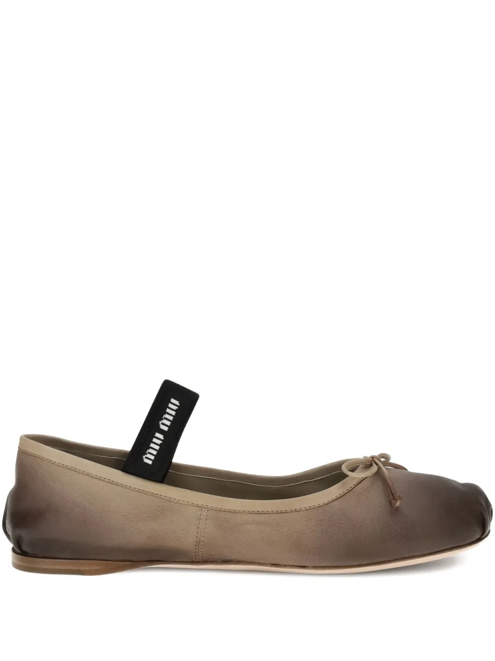 Miu Miu logo-strap ballet flats | Brown | Image 1