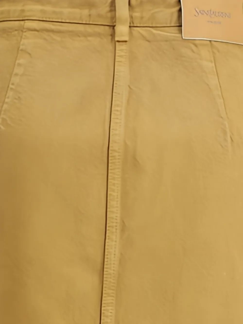 Saint Laurent Rear-slit Cotton Midi Skirt In Yellow