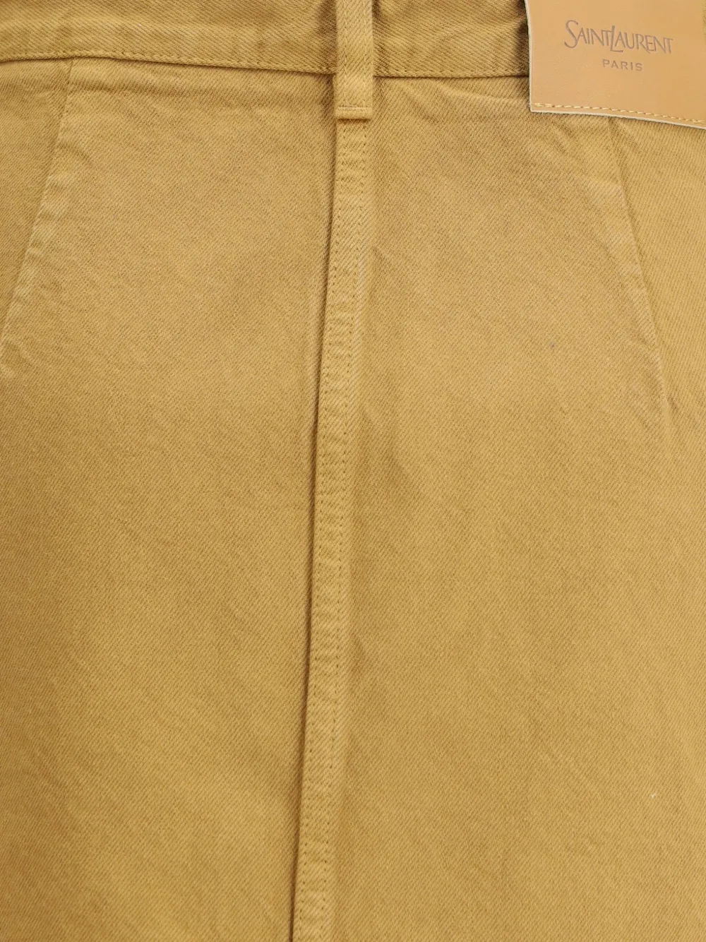 Saint Laurent Rear-slit Cotton Midi Skirt In Yellow