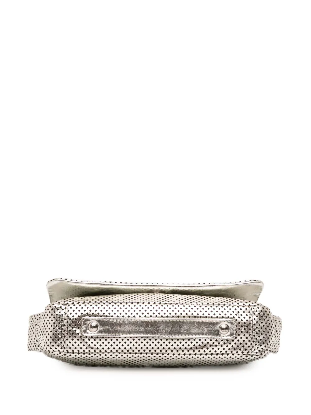 Pre-owned Chanel 2008-2009 Metallic Glazed Calfskin Perforated Rodeo Drive Flap Shoulder Bag In Silver