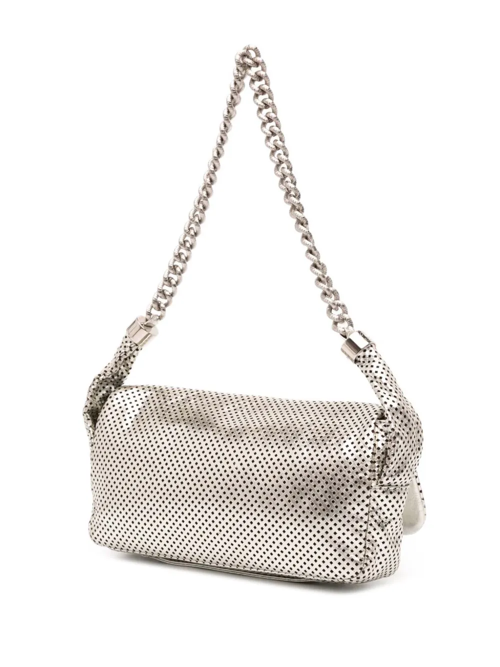 Pre-owned Chanel 2008-2009 Metallic Glazed Calfskin Perforated Rodeo Drive Flap Shoulder Bag In Silver