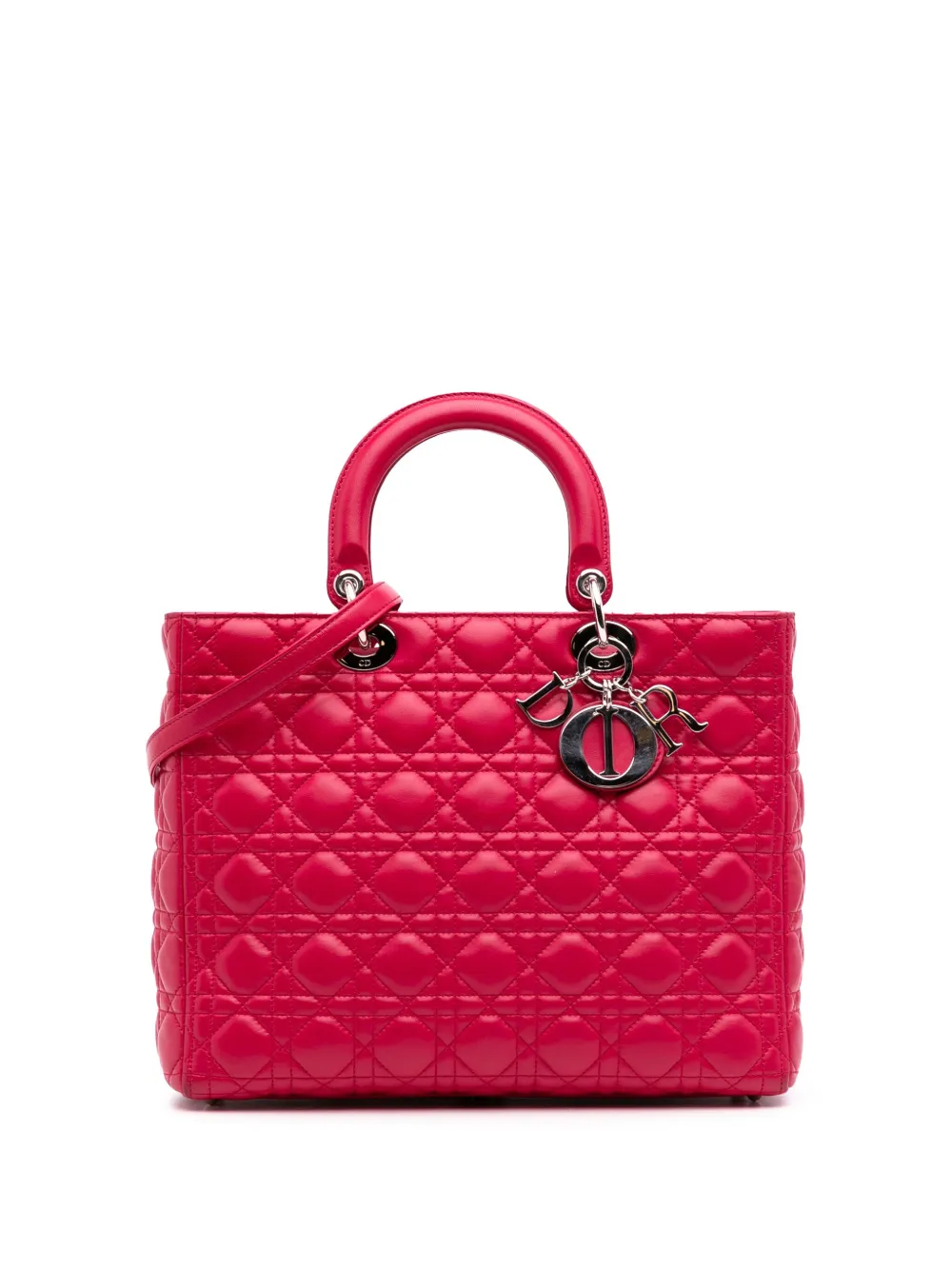 Christian Dior Pre-Owned 2011 ラージ ラムスキン カナージュ レディ ディオール サッチェルバッグ - ピンク Christian Dior Pre-Owned 2011 ラージ ラムスキン カナージュ レディ ディオール サッチェルバッグ - ピンク