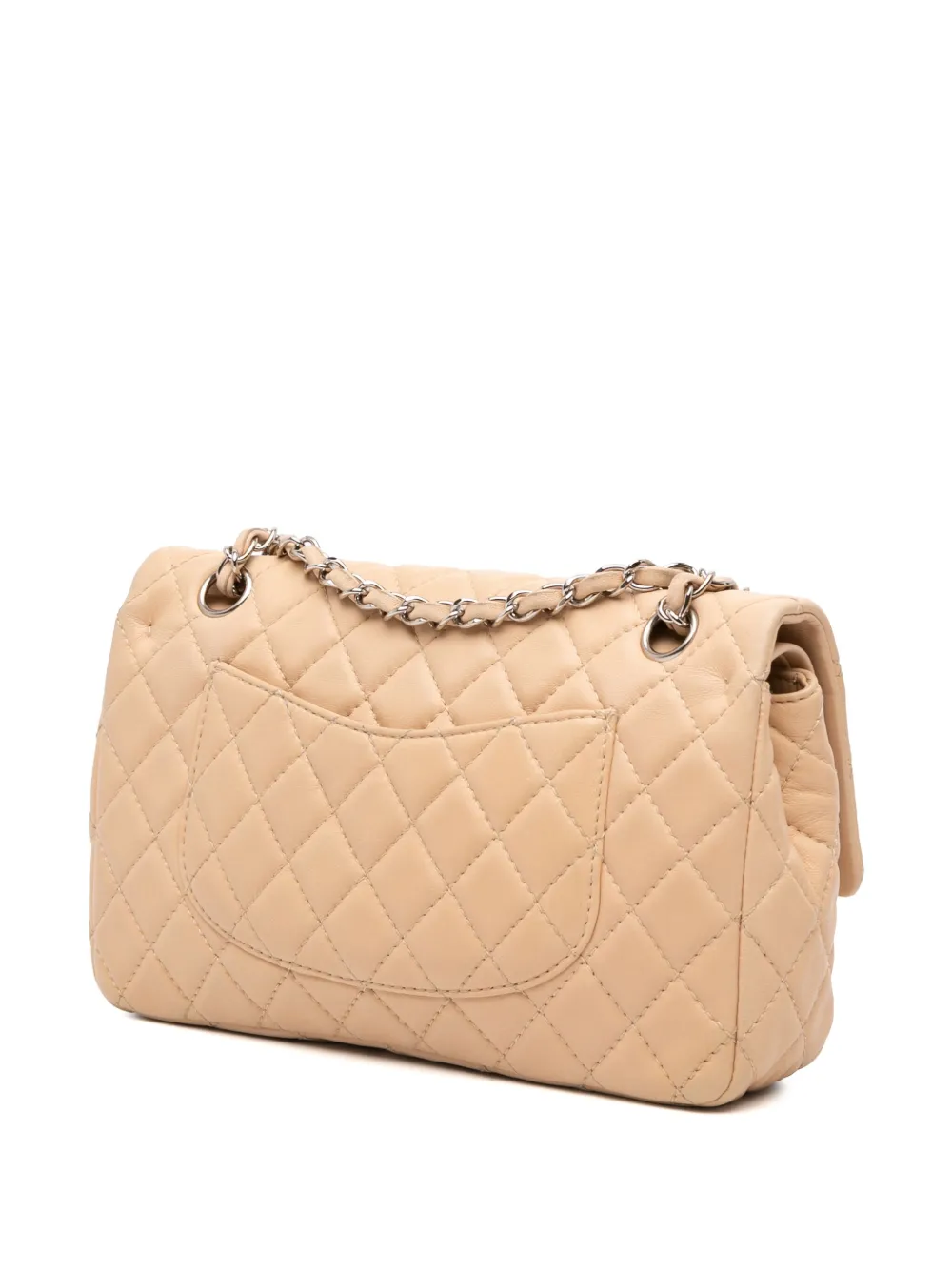 Pre-owned Chanel 2008-2009 Medium Classic Lambskin Double Flap Shoulder Bag In Brown