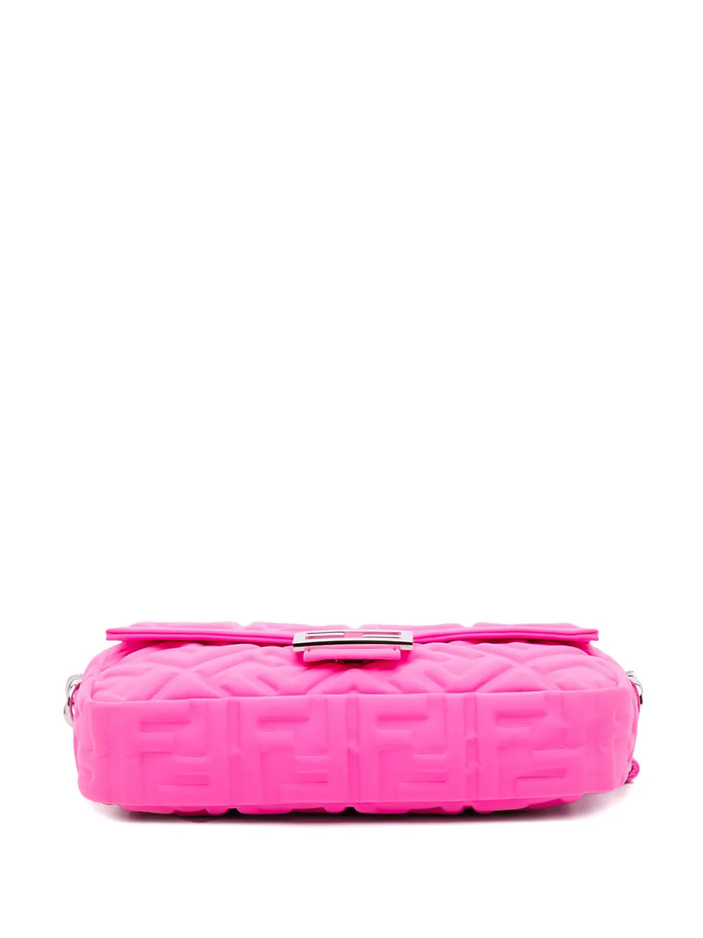 Pre-owned Fendi 2010-2025 Medium Embossed Lycra Baguette Satchel In Pink