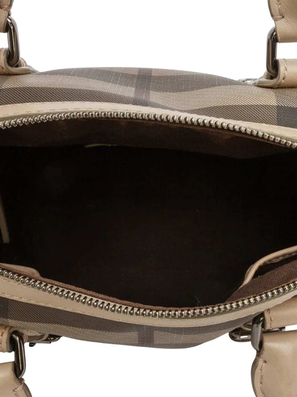 Pre-owned Burberry 2000-2017 Smoke Check Coated Canvas Chester Boston Bag Satchel In Brown