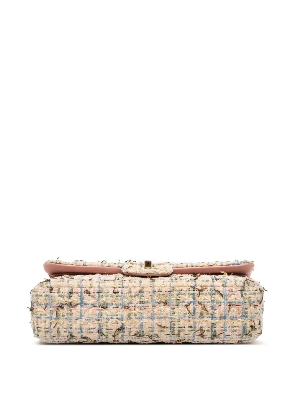 Pre-owned Chanel 2019 Medium Classic Boucle Tweed Double Flap Shoulder Bag In Pink