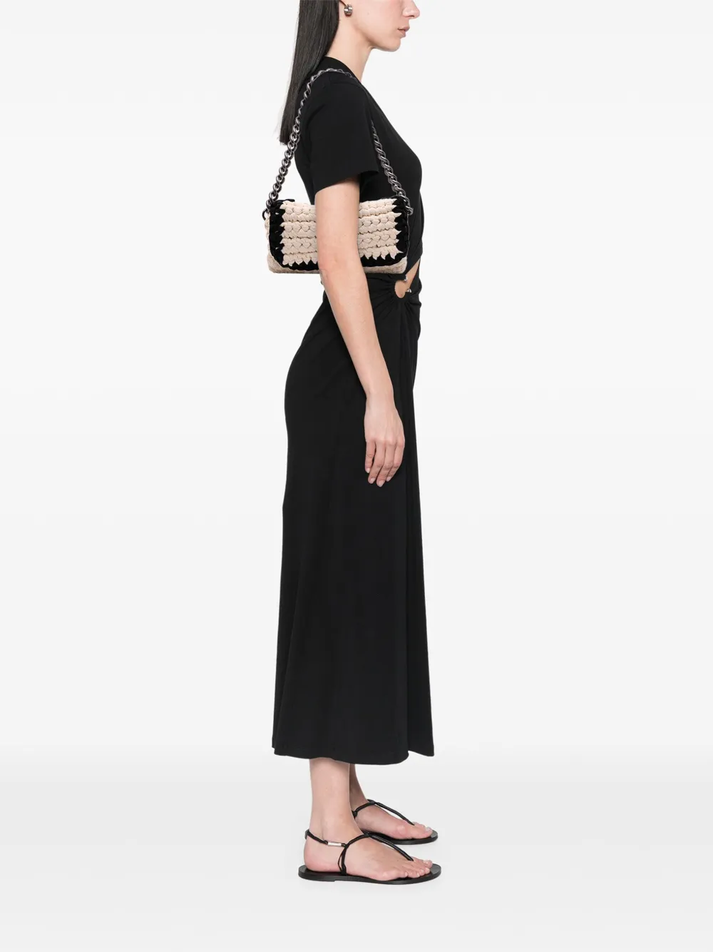 CHANEL Pre-Owned 2014 Neoprene Fancy Crochet Flap Shoulder Bag