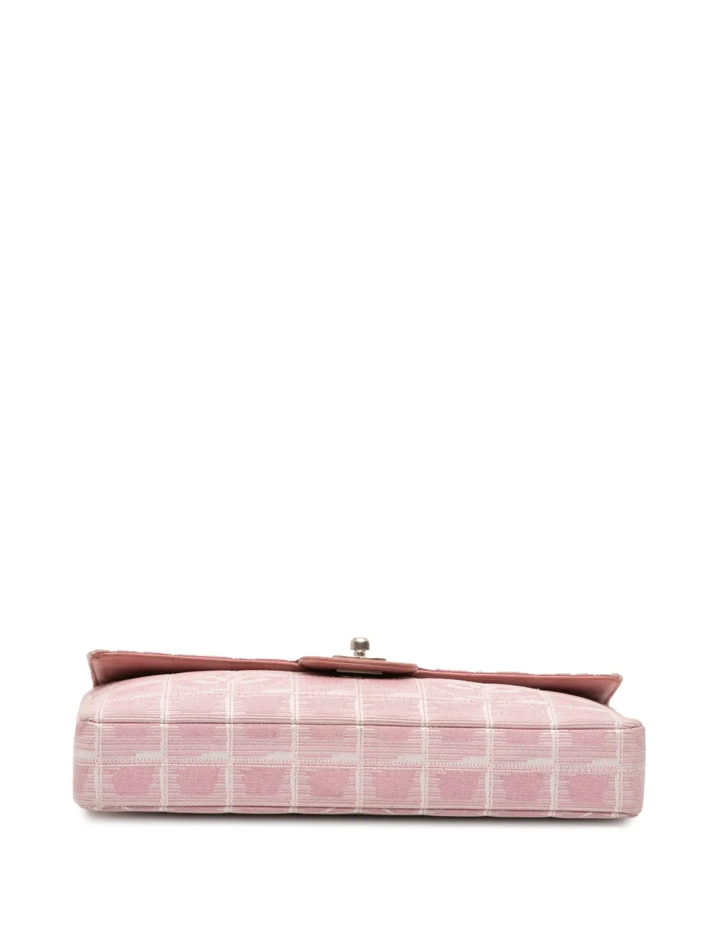 Pre-owned Chanel 2000-2002 New Travel Line Nylon East West Flap Shoulder Bag In Pink