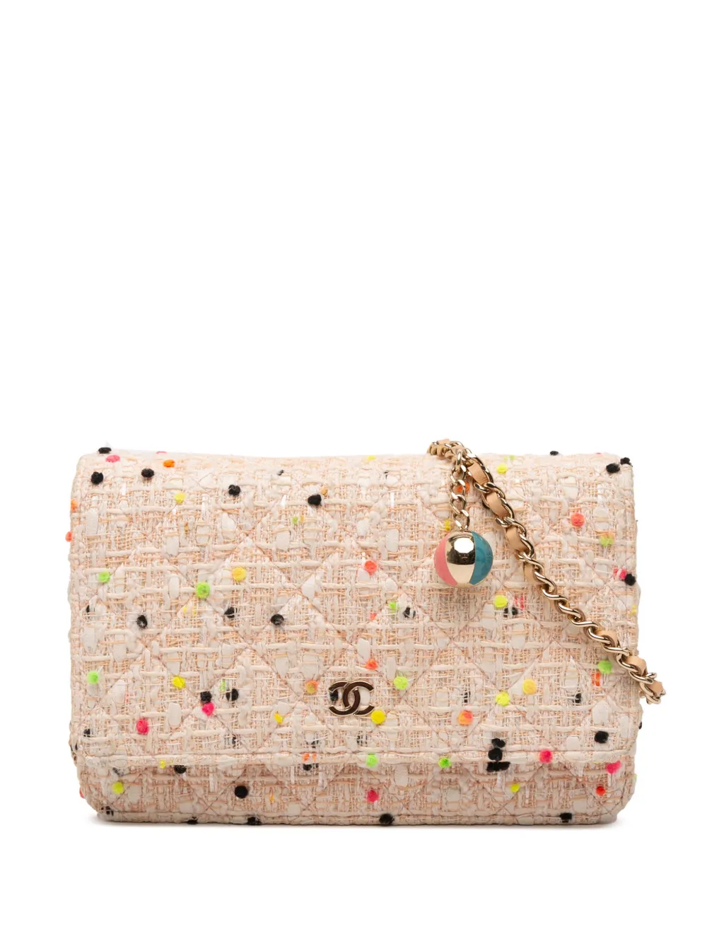 CHANEL Pre-Owned 2019 マトラッセ ツイード キャンディ コットン＆ビーチボール ウォレットオンチェーン