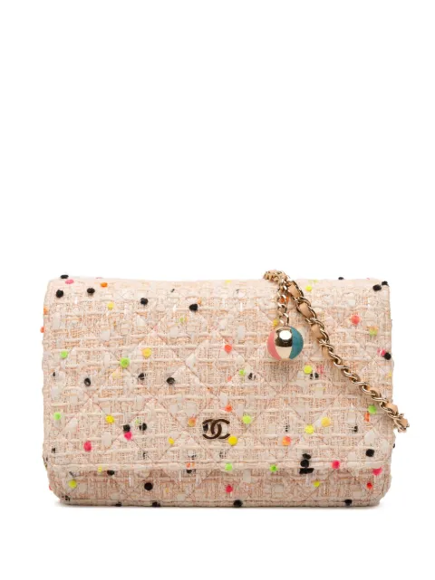 CHANEL Pre-Owned 2019 Quilted Tweed Candy Cotton and Beach Ball Wallet On Chain crossbody bag