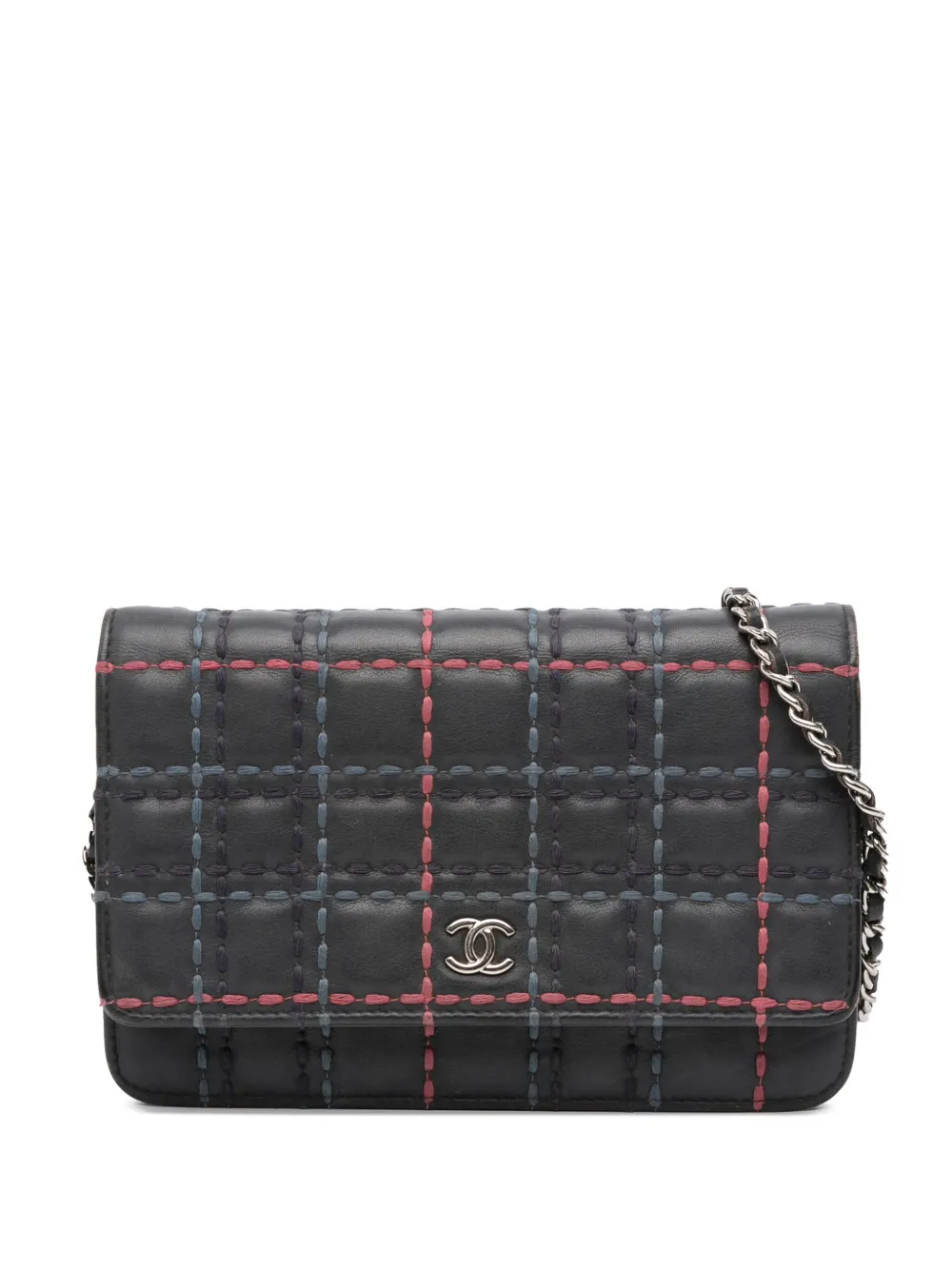 Бывший в употреблении кошелек CHANEL из телячьей кожи квадратной формы CC 2018-2019, сшитый вручную, на цепочке, сумка через плечо