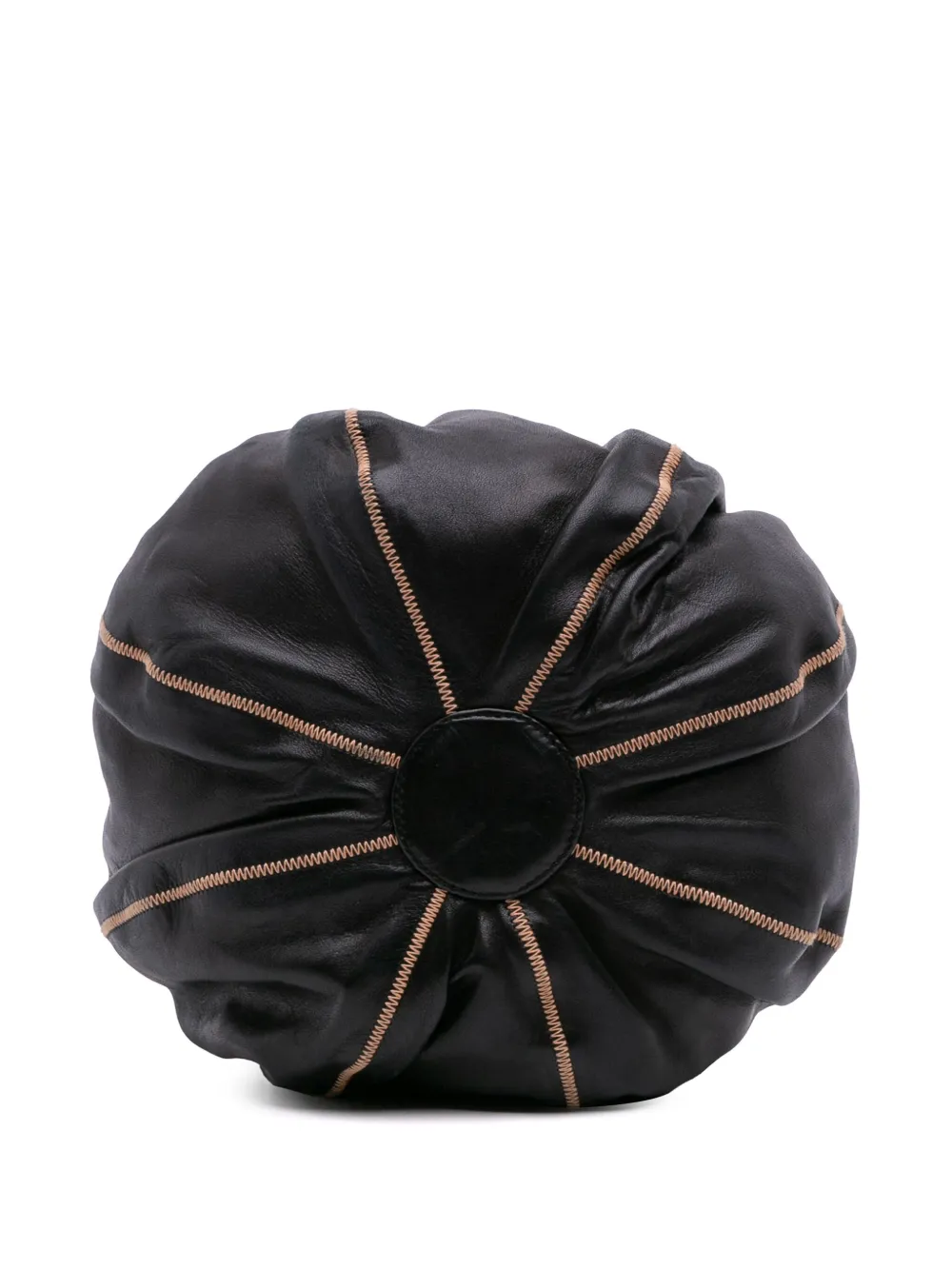 Pre-owned Chanel 2003-2004 Lambskin And Satin Reversible Sac Cordon Bucket Bag In Brown