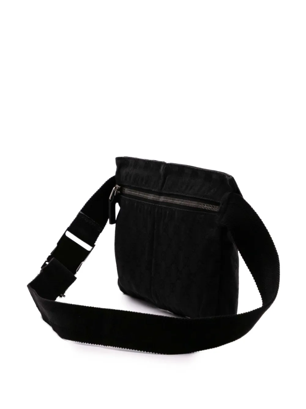Pre-owned Gucci 2000-2015 Gg Canvas Double Pocket Belt Bag In Black
