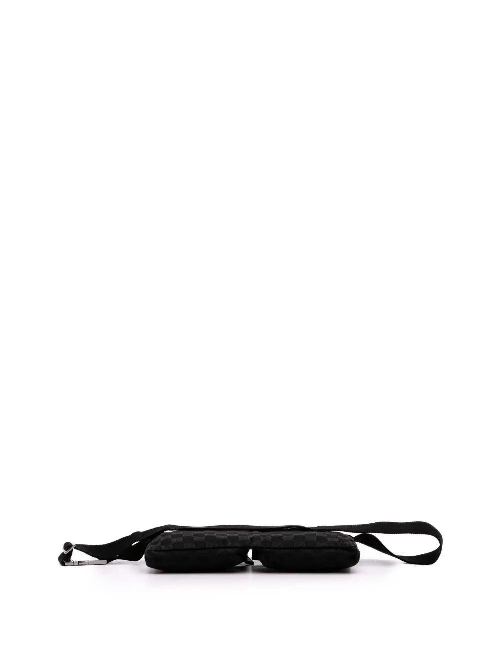 Pre-owned Gucci 2000-2015 Gg Canvas Double Pocket Belt Bag In Black