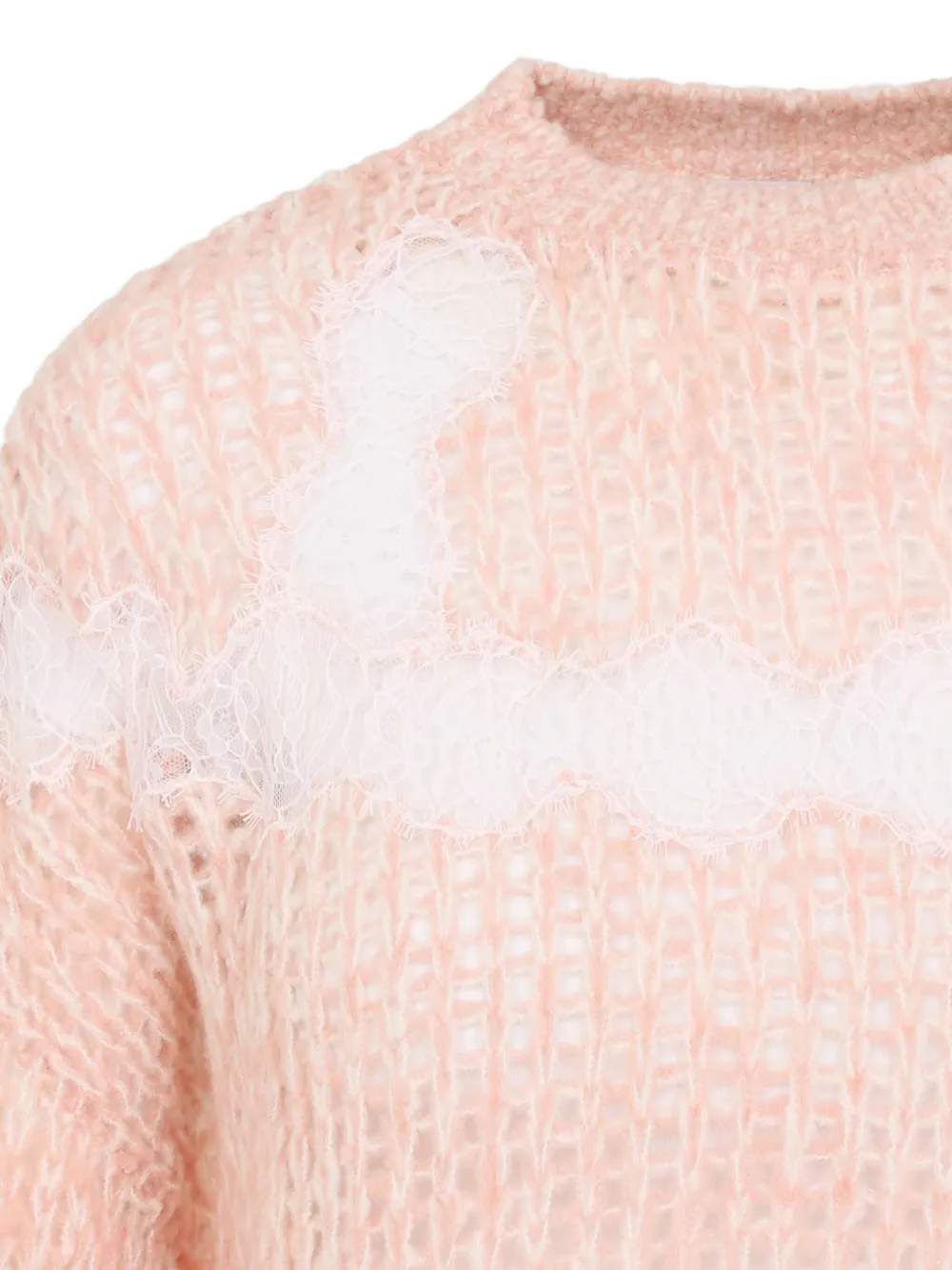 Giambattista Valli Soft Beige Wool-cashmere Blend Sweater With Fuzzy Stripes In Pink