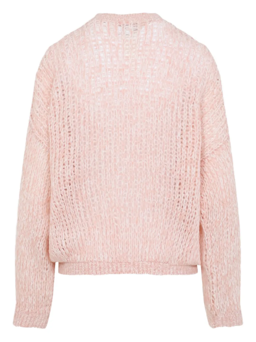 Giambattista Valli Soft Beige Wool-cashmere Blend Sweater With Fuzzy Stripes In Pink