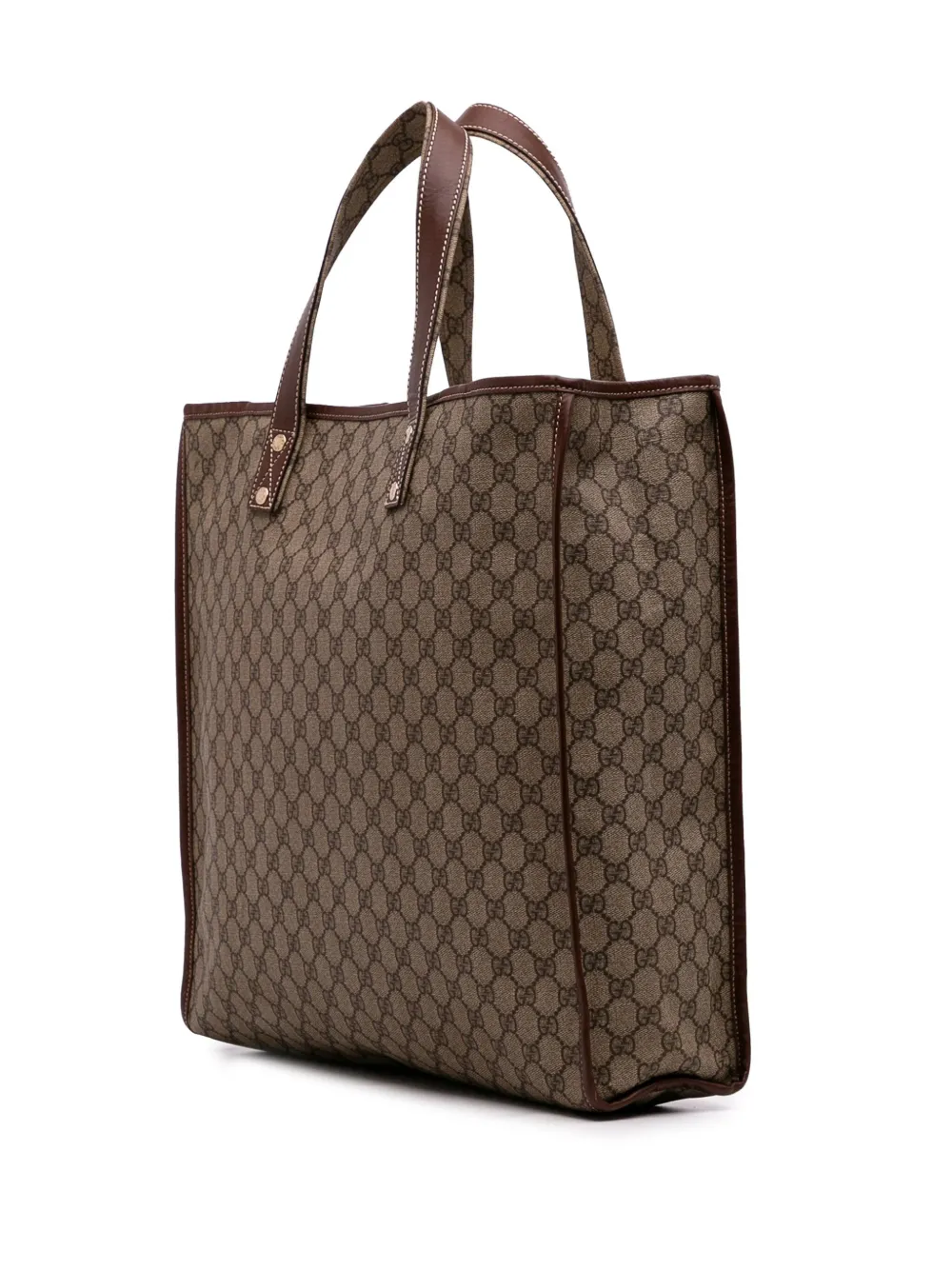 Pre-owned Gucci 2016-2025 Large Gg Supreme Web Loop Tote Bag In Brown