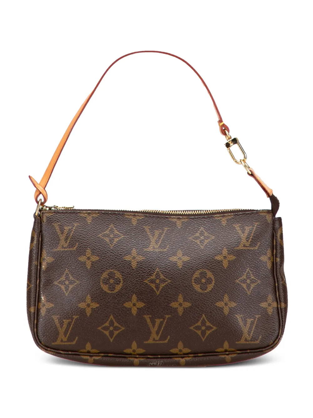 Pre-owned Louis Vuitton 2000 Monogram Pochette Accessoires Shoulder Bag In Brown