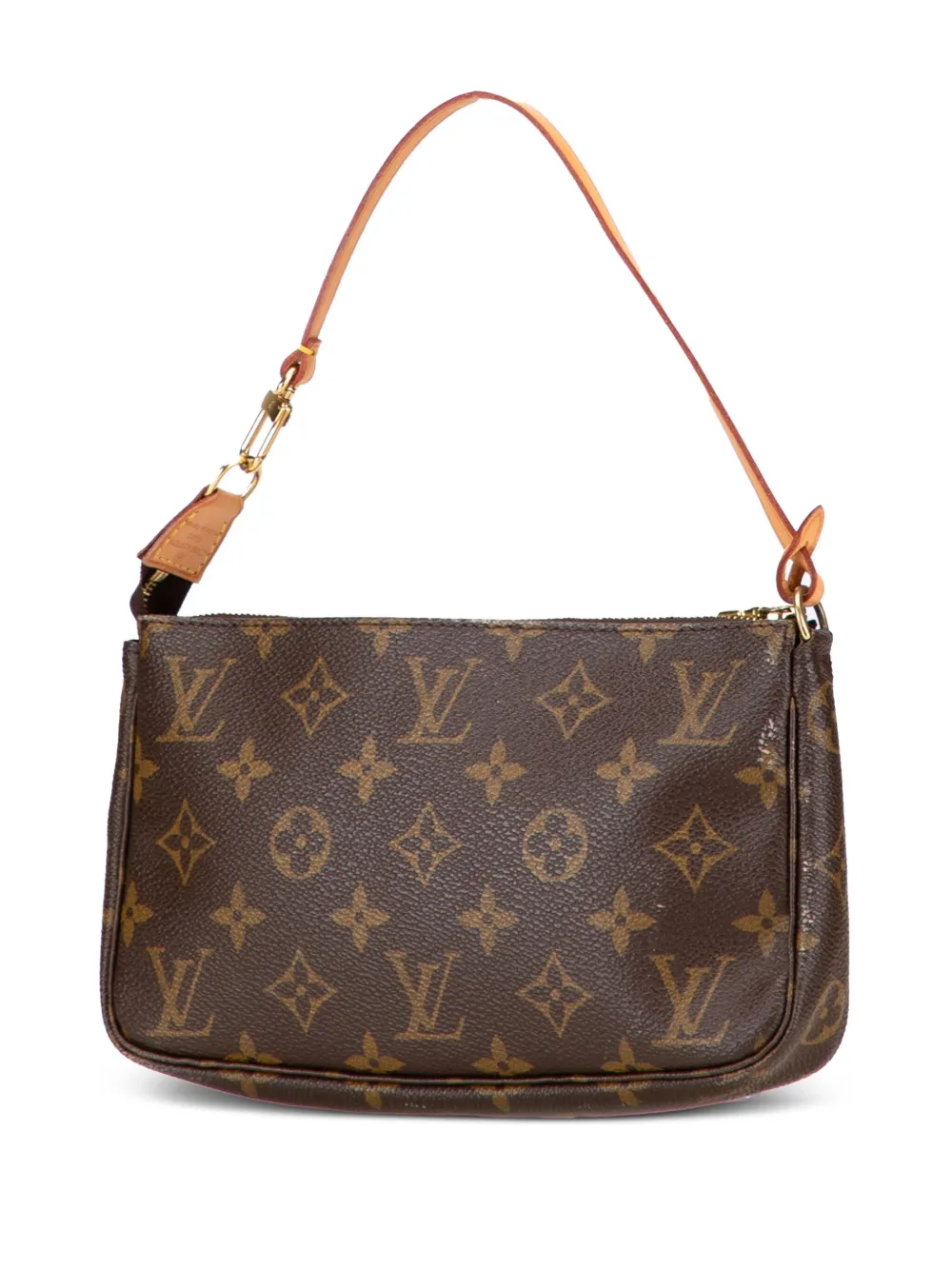 Pre-owned Louis Vuitton 2000 Monogram Pochette Accessoires Shoulder Bag In Brown