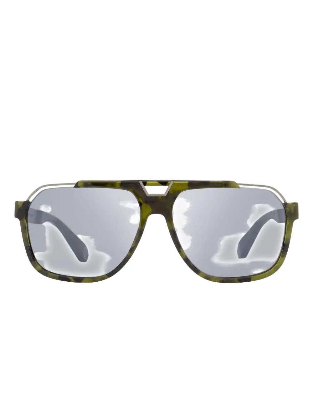 Philipp Plein Cutout Bridge Navigator Sunglasses In Gray