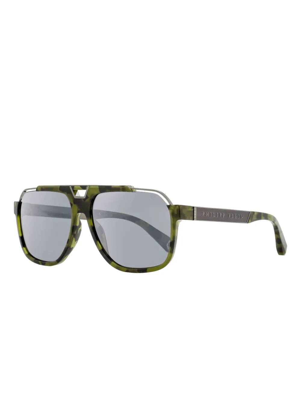 Philipp Plein Cutout Bridge Navigator Sunglasses In Gray