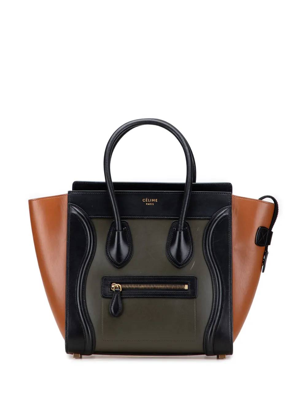Celine Pre-Owned 2015 マイクロ トリコロール レザー ラゲージ トートバッグ - ブラウン Celine Pre-Owned 2015 マイクロ トリコロール レザー ラゲージ トートバッグ - ブラウン