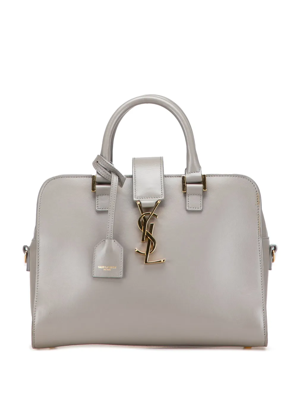 Pre-owned Saint Laurent 2019 Baby Leather Monogram Cabas Satchel In Gray