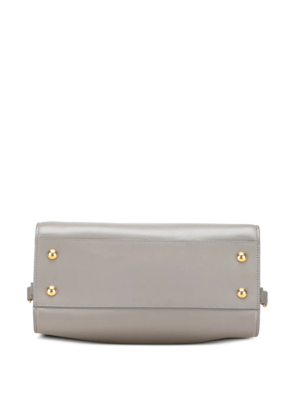 Pre-owned Saint Laurent 2019 Baby Leather Monogram Cabas Satchel In Gray