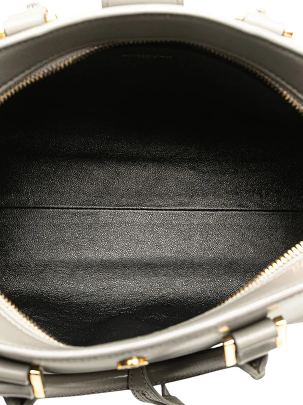 Pre-owned Saint Laurent 2019 Baby Leather Monogram Cabas Satchel In Gray