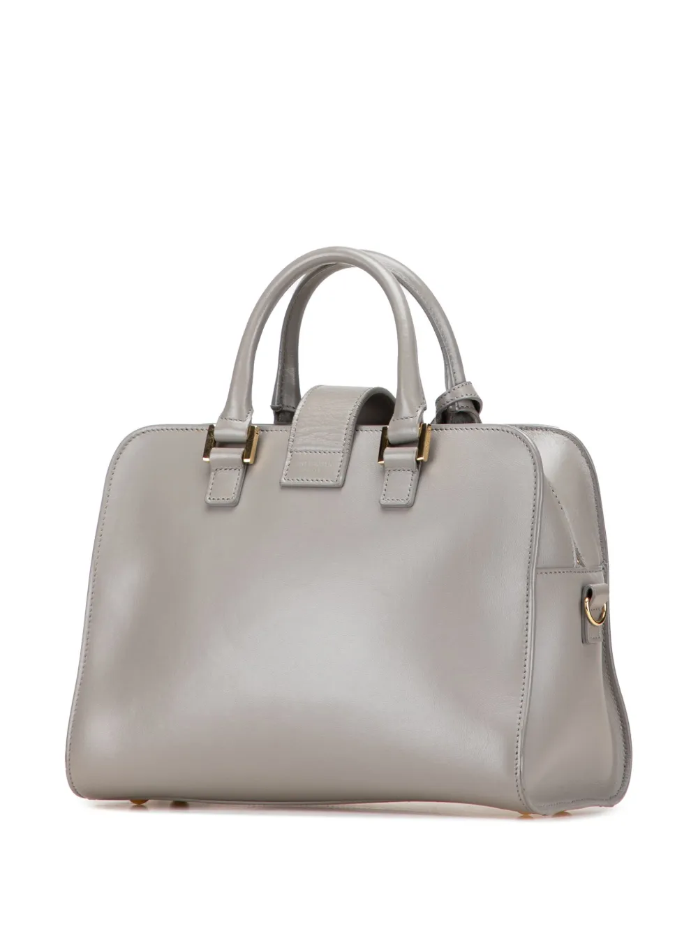 Pre-owned Saint Laurent 2019 Baby Leather Monogram Cabas Satchel In Gray