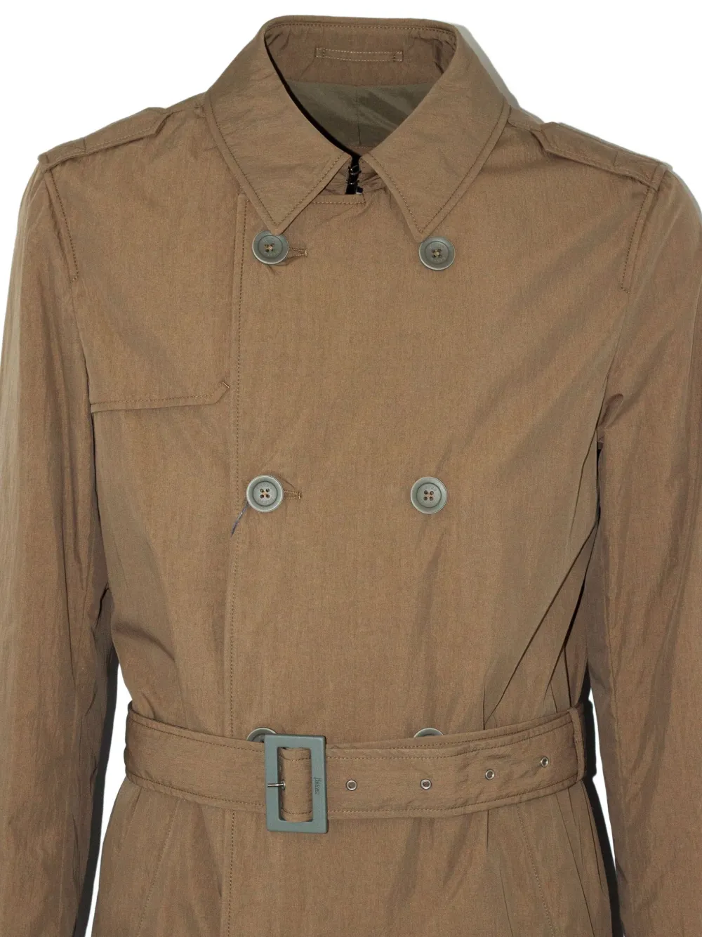 Herno Double-breasted Belted Coat In Burgundy