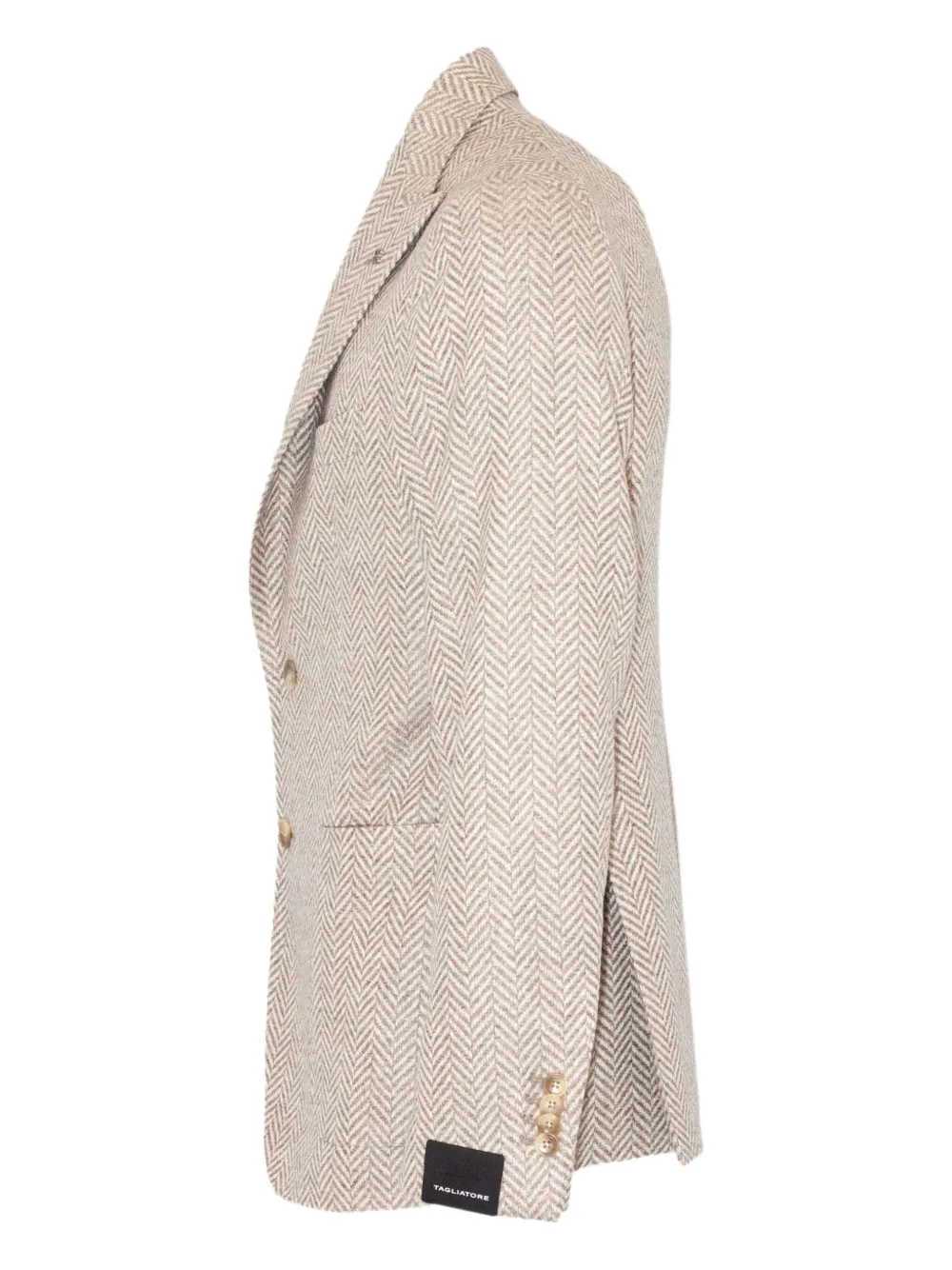 Tagliatore Herringbone Single-breasted Blazer In Neutral