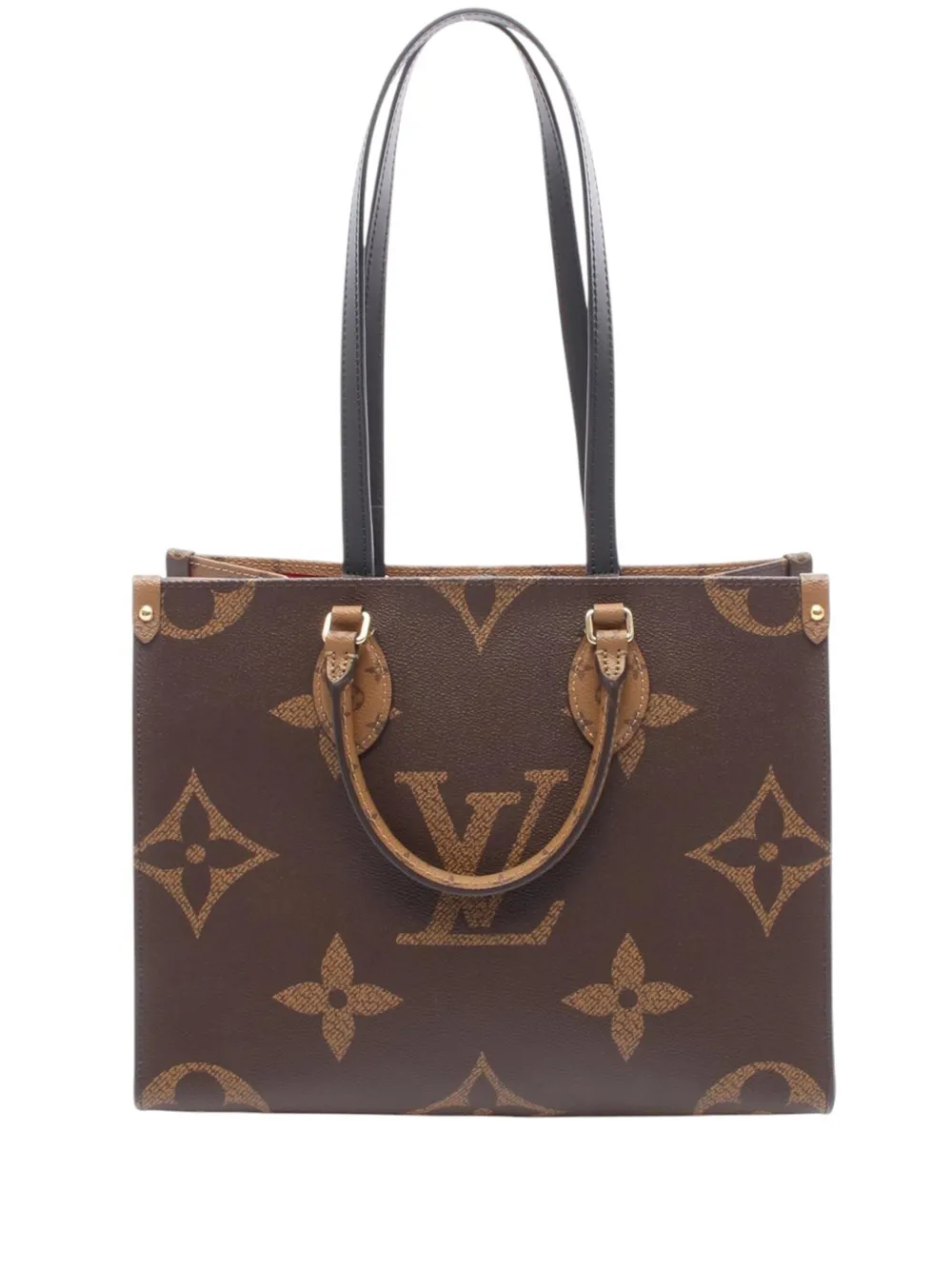 Pre-owned Louis Vuitton 2021-2025 Monogram Giant Onthego Mm Satchel In Brown