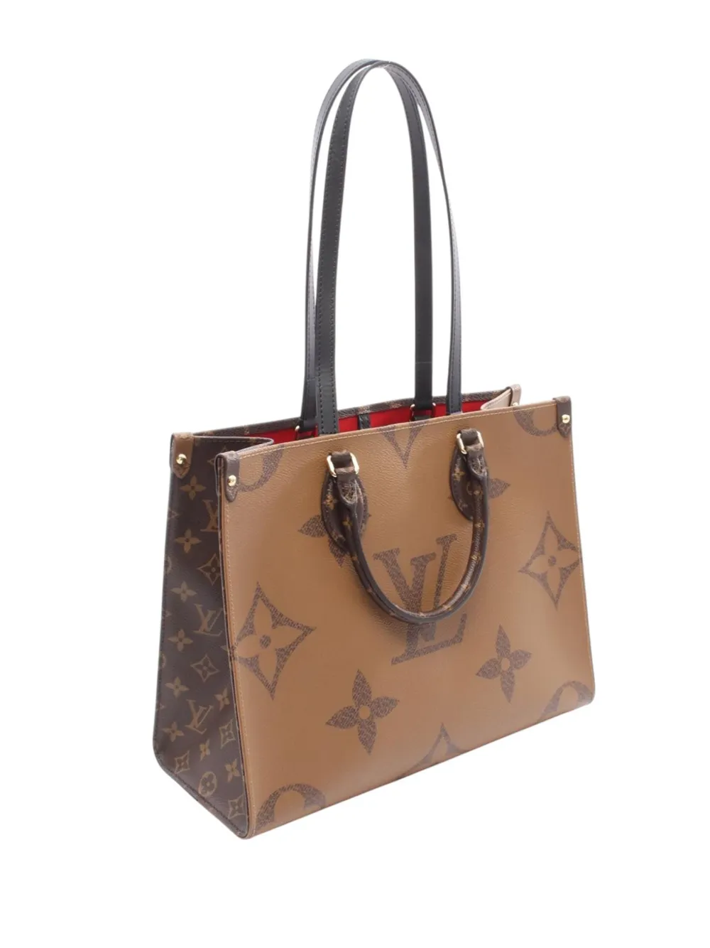 Pre-owned Louis Vuitton 2021-2025 Monogram Giant Onthego Mm Satchel In Brown