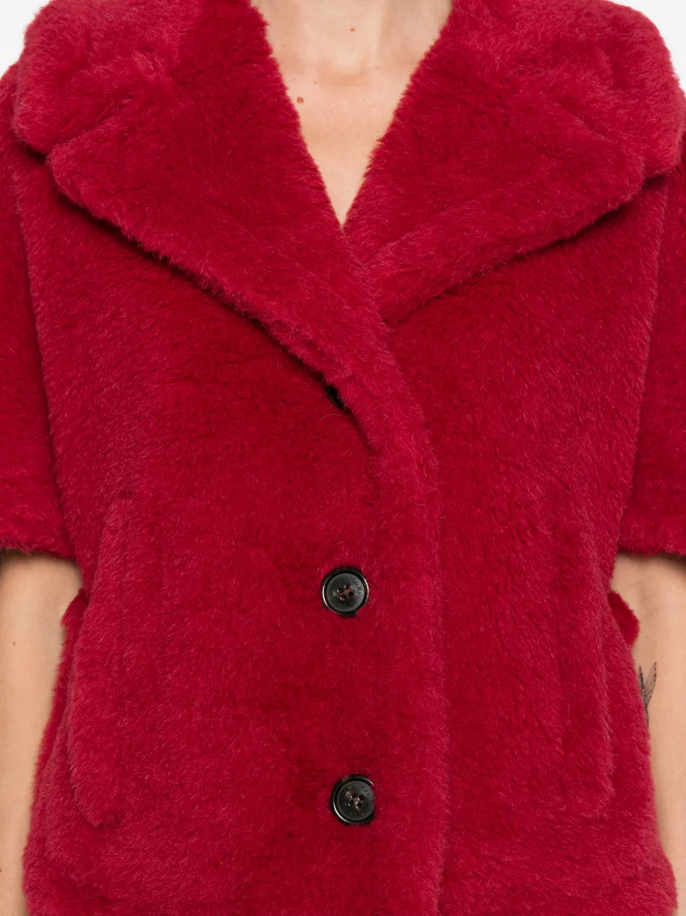 Max Mara Buttoned Cape In Red