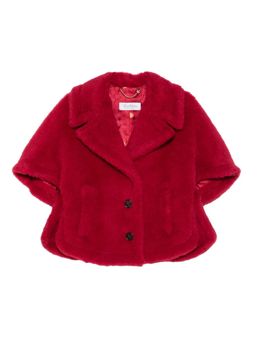 Max Mara Buttoned Cape In Red
